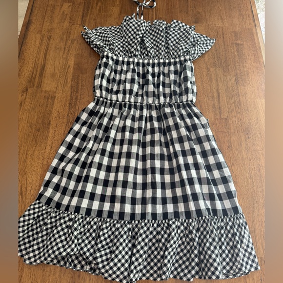 J.Crew Ruffle Halter Dress SZ S Black & White Gingham - Picture 14 of 16